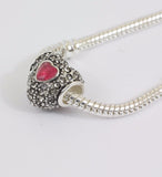 Silver Plated Red Pave Heart Charm