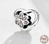 925 Sterling Silver Pave Dog Paw Animal Charm