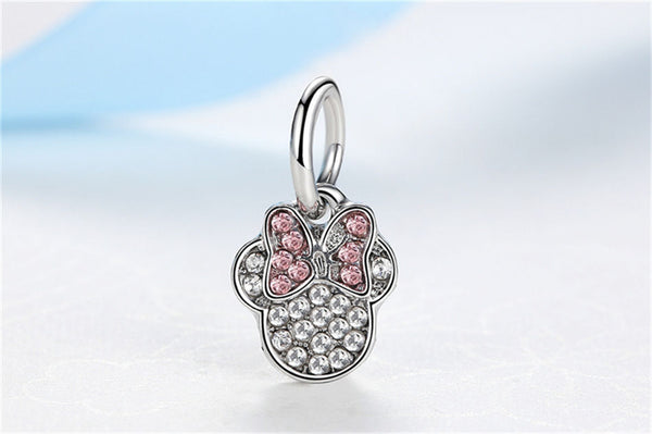 fits pandora Silver Plated Disney Pink Minnie mouse pendant Charm