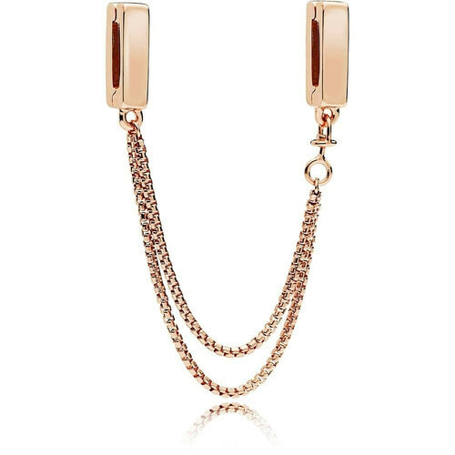925 Silver Rose Gold Reflexions Floating Clip On Safety Chain
