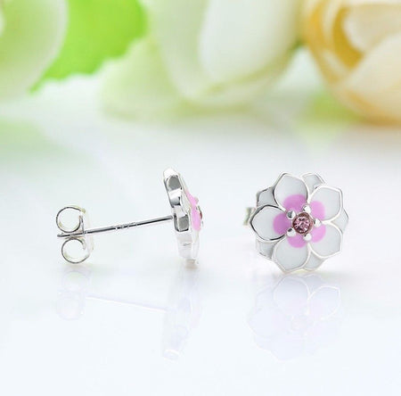 Silver Sterling Dazzling Minnie key Mouse bow stone Earrings
