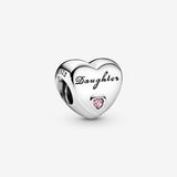 Mother Daughter Love Heart Stone Charm