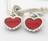 Mother & Daughter Duo Twin Heart Mom Mum love Dangle Pendant Charm
