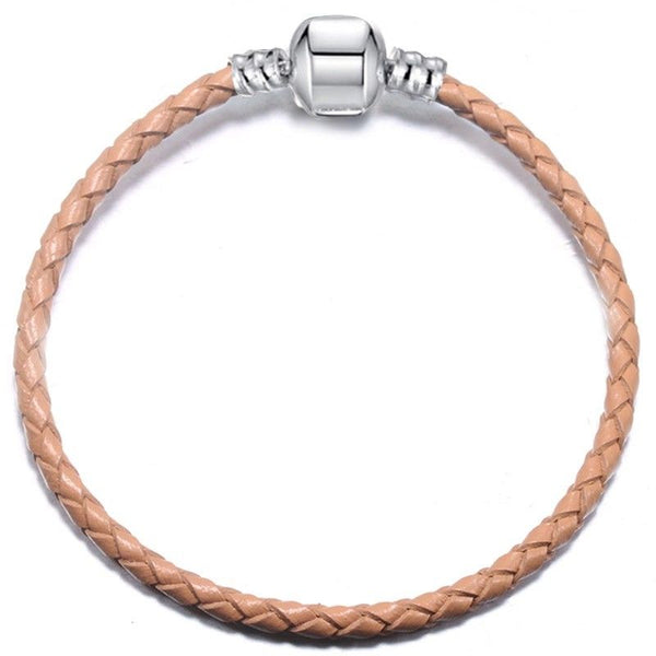 Silver Plated Leather Woven Braided Cord Bracelet