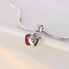 Red Mickey mouse stone dangle twin Heart Charm