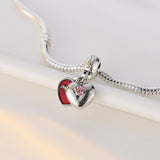 Red Mickey mouse stone dangle twin Heart Charm