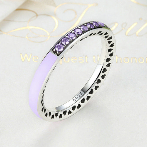 Silver Sterling Sparkling Purple Radiant Hearts of Stack able Ring pandora