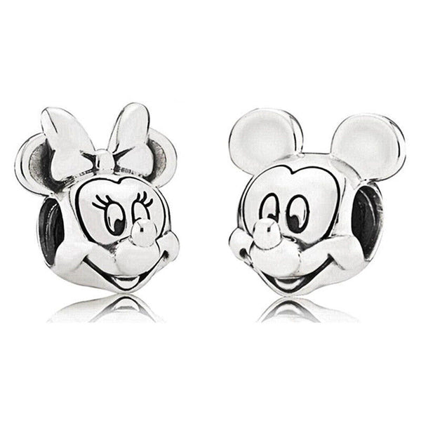 Silver Plated Minnie Mickey Mouse Figure Picture Portrait Charm