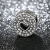 Silver Plated Pave round heart Charm fits pandora bracelets