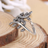 Luxury Sparkling Shimmering Leaves crystal Stone Ring pandora style