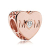 925 Sterling Silver ROSE GOLD Family Love Heart Charm