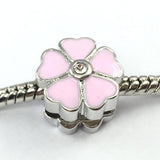 Silver Plated pink Primrose Cherry Blossom Clip Stopper Bead