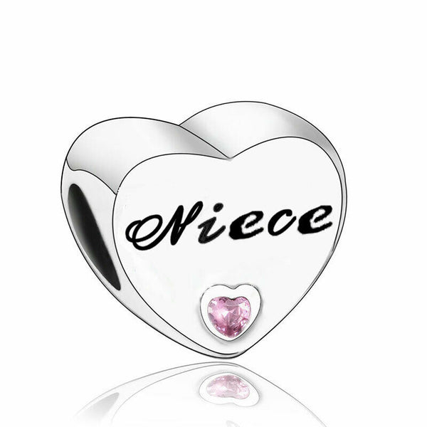 Sterling Silver Niece Love Heart Charm