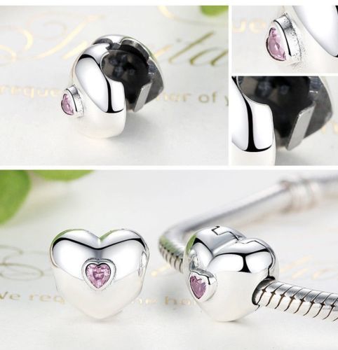 pandora clips Love pink Heart Lock Clip Stopper Charm