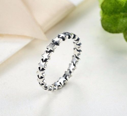 silver sterling Star Trail Stackable Delicate European Ring  pandora style