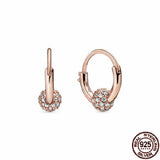 925 Silver Sterling Rose Gold Pave ball hoop Earrings