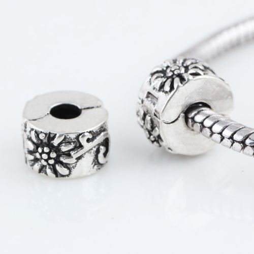 Sterling Silver Bead Spacers Clip Lock Stopper Charm Pandora