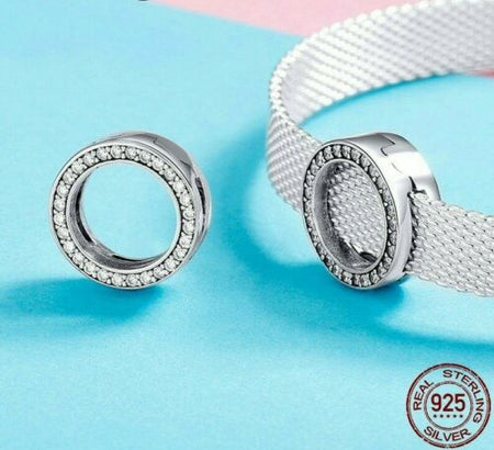 925 Silver Sparkling Daisy Flower Clip Charm Fits Reflexions bracelets