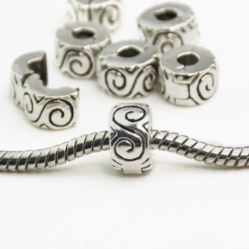 Silver Plated S Design Clip Stopper bead Charm for pandora bracelet