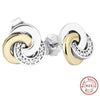 Silver Sterling two tone interlinked circles earrings pandora style