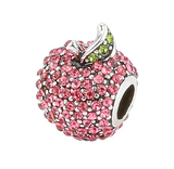 Pave Red Apple Stone Charm pandora style super sterling