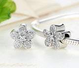 925 Silver Sterling Dazzling DAISIES Crystal Charm