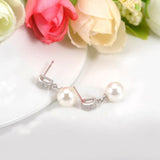 Silver Sterling Delicate Luminous Pearl Drop stone earrings