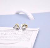 Silver Sterling two tone interlinked circles earrings