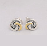 Silver Sterling two tone interlinked circles earrings