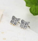 pandora style Silver Sterling Sparkling Dazzling Butterfly Earrings