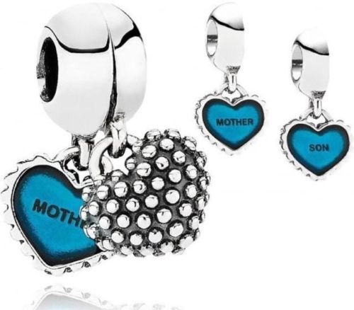 Mother and Daughter Duo Twin Heart love Dangle Pendant/Charm pandora style cheap