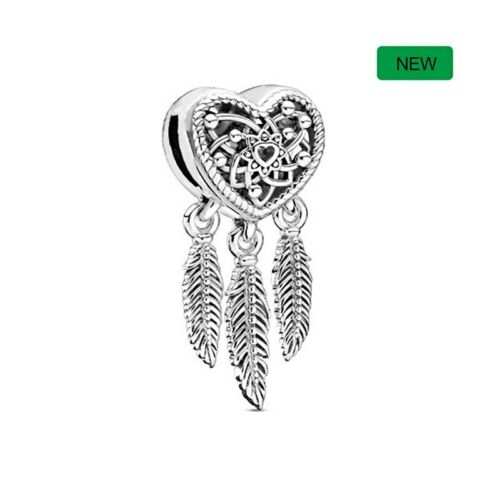 925 Silver spiritual dream catcher heart clip charm Fits Reflexions bracelets