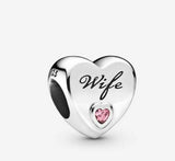 Sterling Silver Wife Love Heart Charm