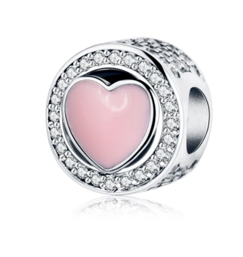 Silver Sterling PINK WONDERFUL LOVE CHARM for pandora