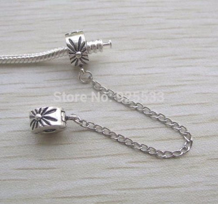 Silver Sterling Gold Love Hearts Pattern Two Tone Safety Chain
