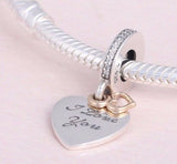 I Love You Forever Gold Heart Pendant Charm pandora fit