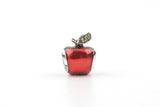 925 Sterling Silver princess Snow White Red Enamel Apple Pendant Charm