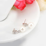 Silver Sterling Delicate Luminous Pearl Drop stone earrings
