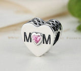 Mum Mother Daughter love pink heart stone Mothers day Charm