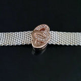 925 Silver rose gold entwined love twin hearts charm Fits Reflexions bracelets