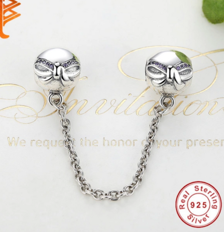 Silver Sterling INSPIRATION Raindrop Detailed safety chain