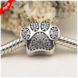 fits pandora bracelet Pave Dog Paw Pet Animal Charm