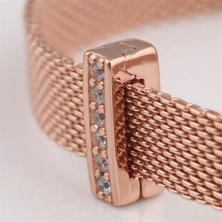 925 Rose Gold Sparkling Snowflake Pave flower charm