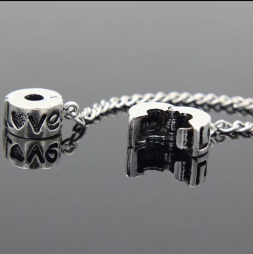 Love clip on safety chain fits pandorA bracelets