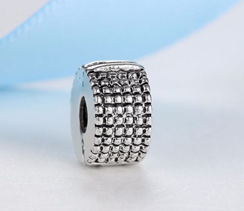 Silver Plated BEAD SPACER Clip Stopper Charm Fits European brand bracelet pandora
