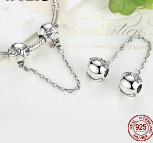 Silver Sterling Dainty Bow knot safety chain
