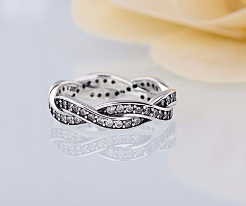 Silver sterling Sparkling Braided Twist of Fate European Ring