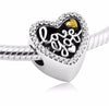 pandora style Love You Love Script Gold Heart Charm