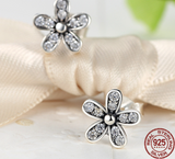 Silver Sterling Dazzling Daisies Sparkling Earrings pandora european style