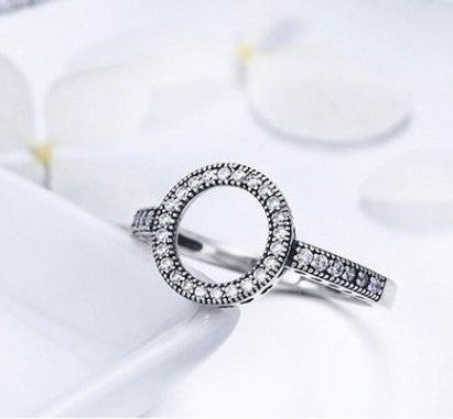Sterling Silver Sparkling Radiant Timeless Elegance CZ European Ring